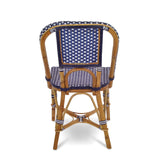 Lyon French Bistro Rattan Chair - Squares, Small - Navy Blue/White - Multi-Weave - Navy Blue/White