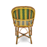 Biarritz French Bistro Rattan Chair - Arrows with Stripes - Green/Yellow