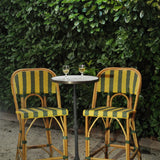 Valence French Bistro Rattan Bar Chair - Tiles - White/Green