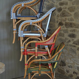 Paris French Bistro Rattan Armchair - Small Squares - White/Black