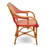Cannes French Bistro Rattan Armchair - Reversed Diamonds, Large - Gold/Red