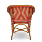 Cannes French Bistro Rattan Armchair - Reversed Diamonds, Large - Gold/Red
