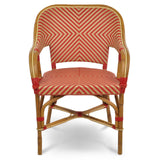 Cannes French Bistro Rattan Armchair - Reversed Diamonds, Large - Gold/Red