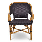 Cannes French Bistro Rattan Armchair - Squares, Small - Black/Black