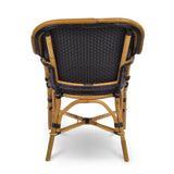 Cannes French Bistro Rattan Armchair - Squares, Small - Black/Black