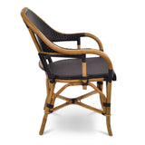 Cannes French Bistro Rattan Armchair - Squares, Small - Black/Black