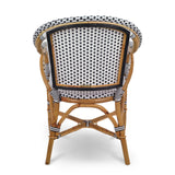 Paris French Bistro Rattan Armchair - Small Squares - White/Black