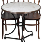 White Italian Carrara French Bistro Marble Table, 28" Diameter, with 3-Legged Base