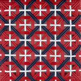 Valence French Bistro Rattan Bar Stool - Crosses - Red/Navy Blue/White